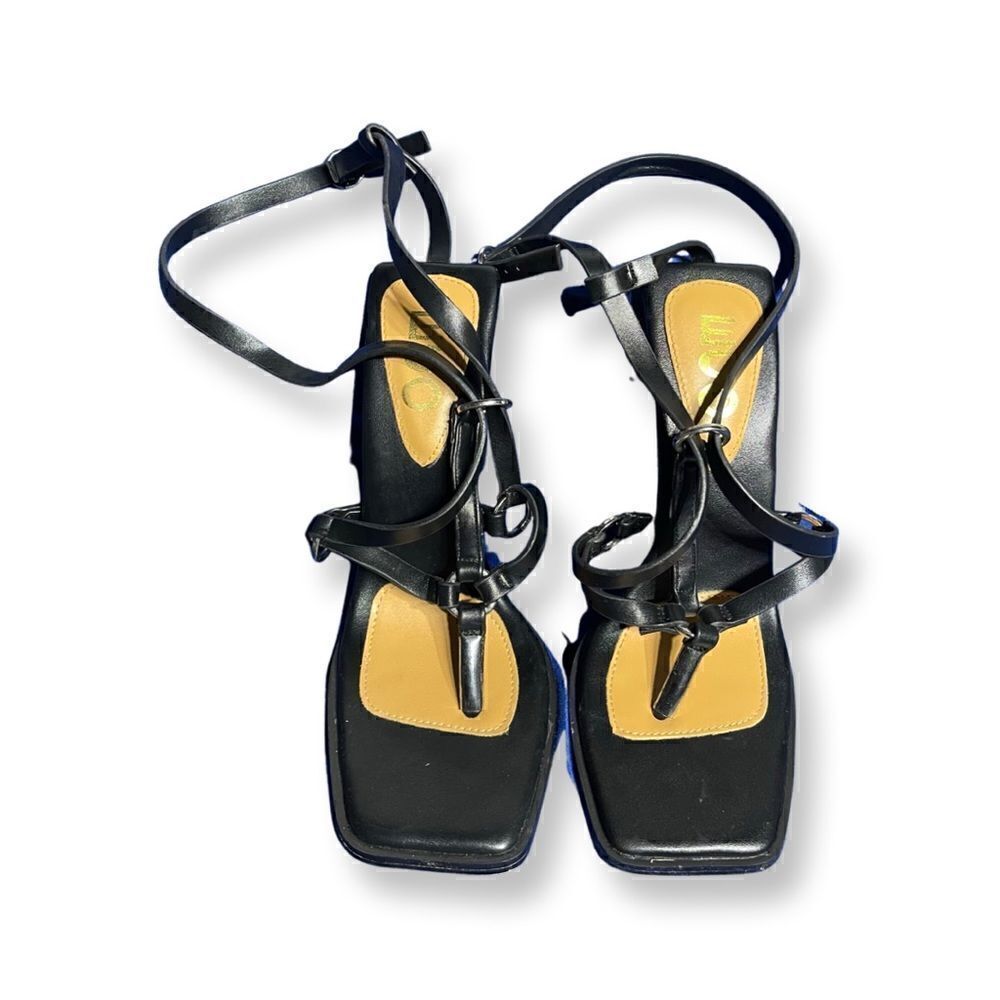 EGO - Black Leather Strappy Evening Shoes